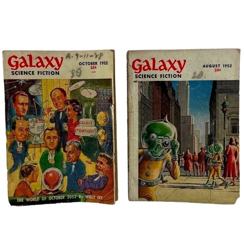 Galaxy‎ Science Fiction Magazine October 1952 August 1952 Vintage SciFi Books